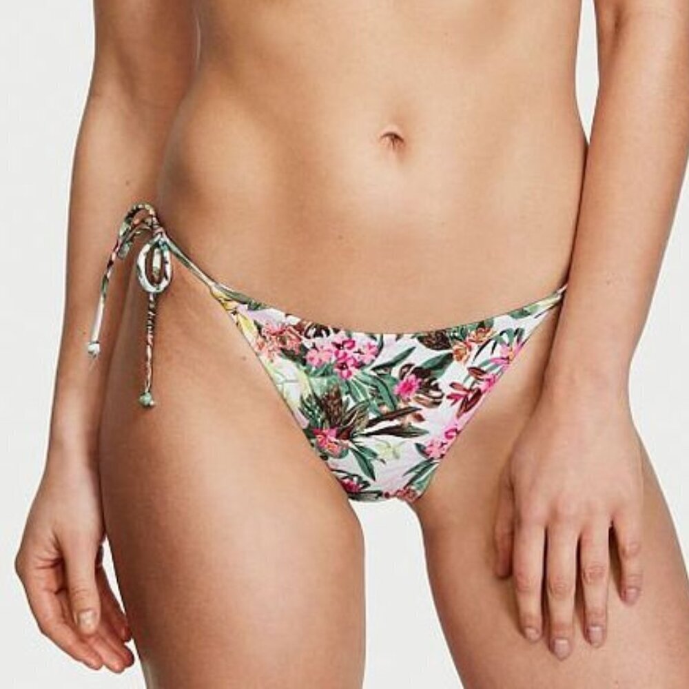 NWT VICTORIA'S SECRET | Floral Tropical Side Tie Bikini Swim Bottom | Sz. L